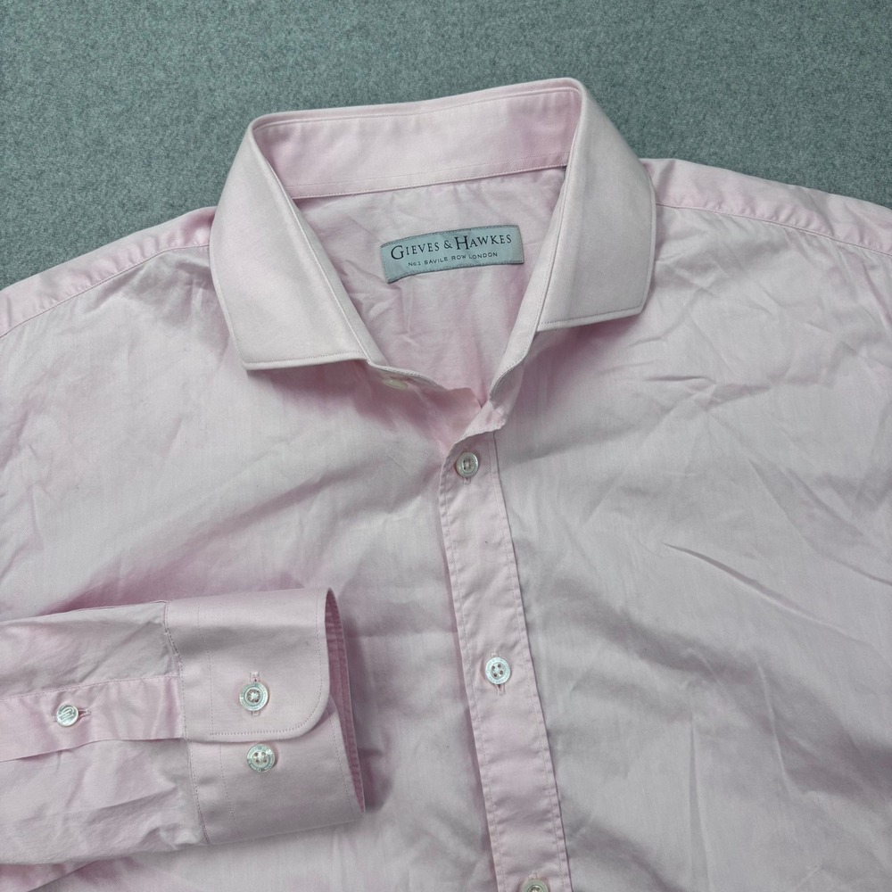 Gieves & Hawkes Dress Shirt Mens 17 Pink Spread Collar Long Sleeve Savile Row‎